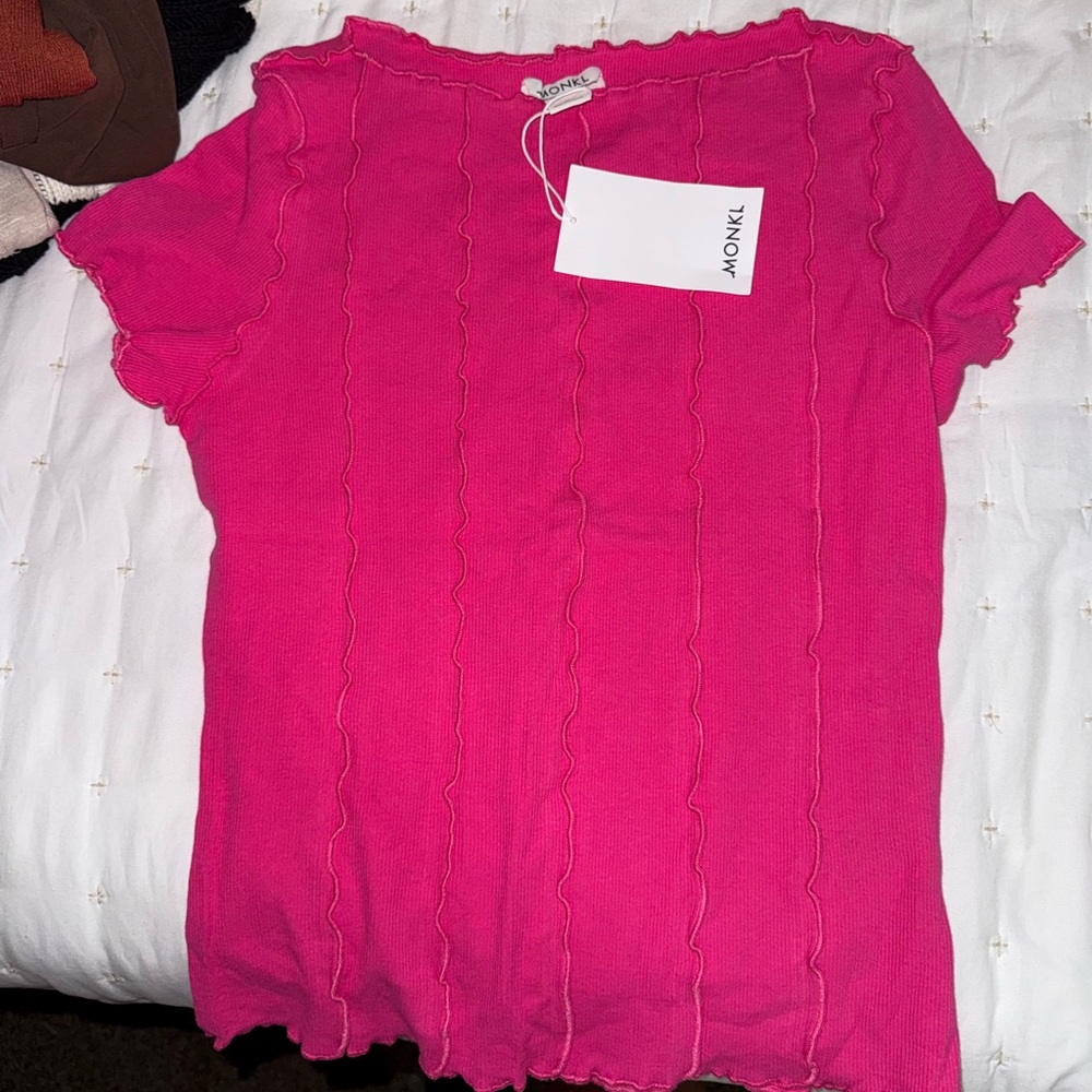 Pink detailed short sleeve top